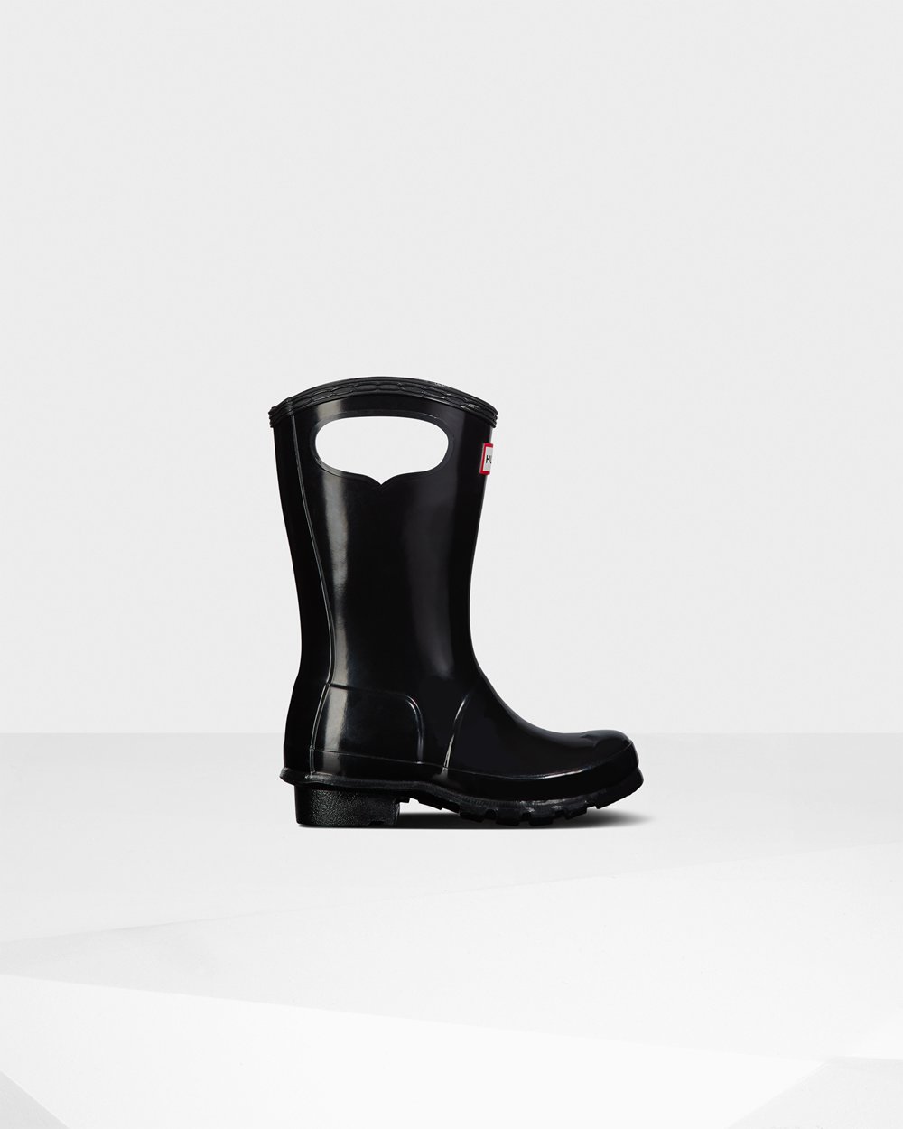 Kids Hunter Original Big Grab Handle Gloss | Rain Boots Black | NZ-82061-MHXC